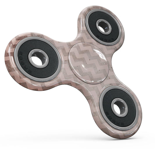 Faded Cocoa and Light Pink Chevron Pattern Full-Body Fidget Spinner