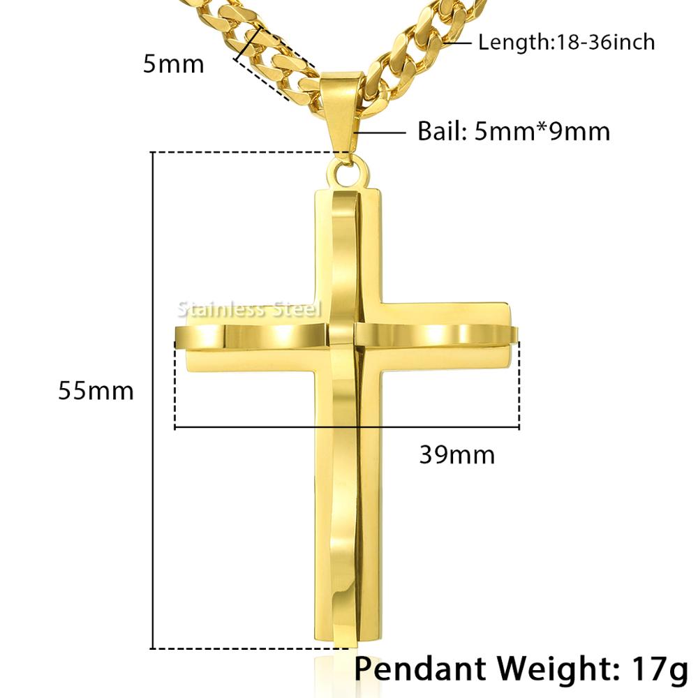 Dropshipping Cross Pendant Necklaces For Men Black Gold Color Silver