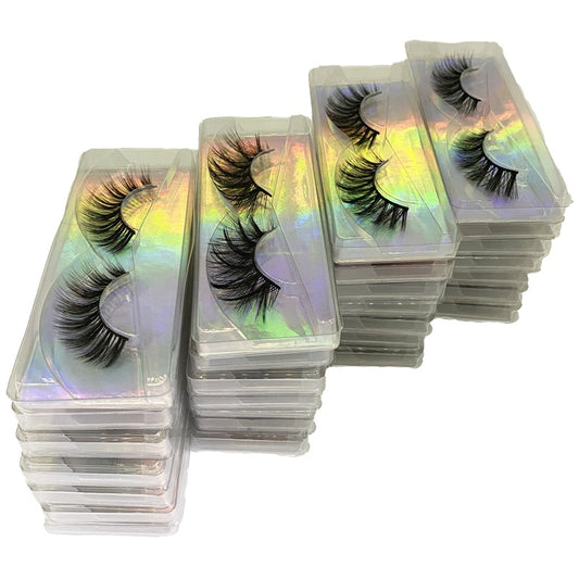 Faux Mink Eyelashes Wholesale Natural 3d Mink Lashes Bulk Fluffy Wispy