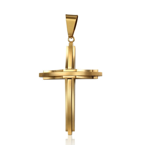 Dropshipping Cross Pendant Necklaces For Men Black Gold Color Silver