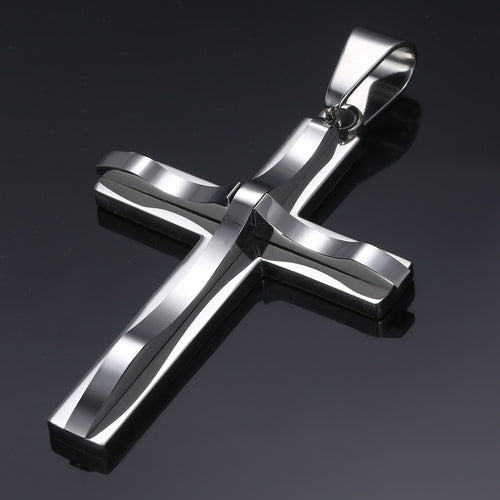 Dropshipping Cross Pendant Necklaces For Men Black Gold Color Silver