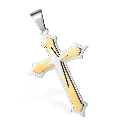 Dropshipping Cross Pendant Necklaces For Men Black Gold Color Silver