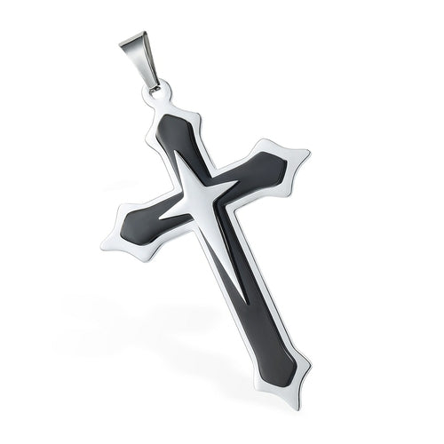 Dropshipping Cross Pendant Necklaces For Men Black Gold Color Silver