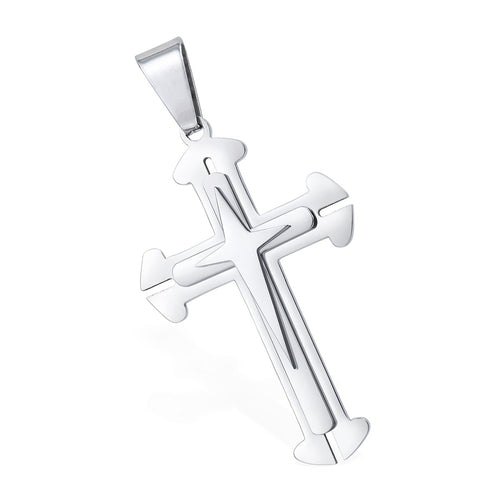 Dropshipping Cross Pendant Necklaces For Men Black Gold Color Silver