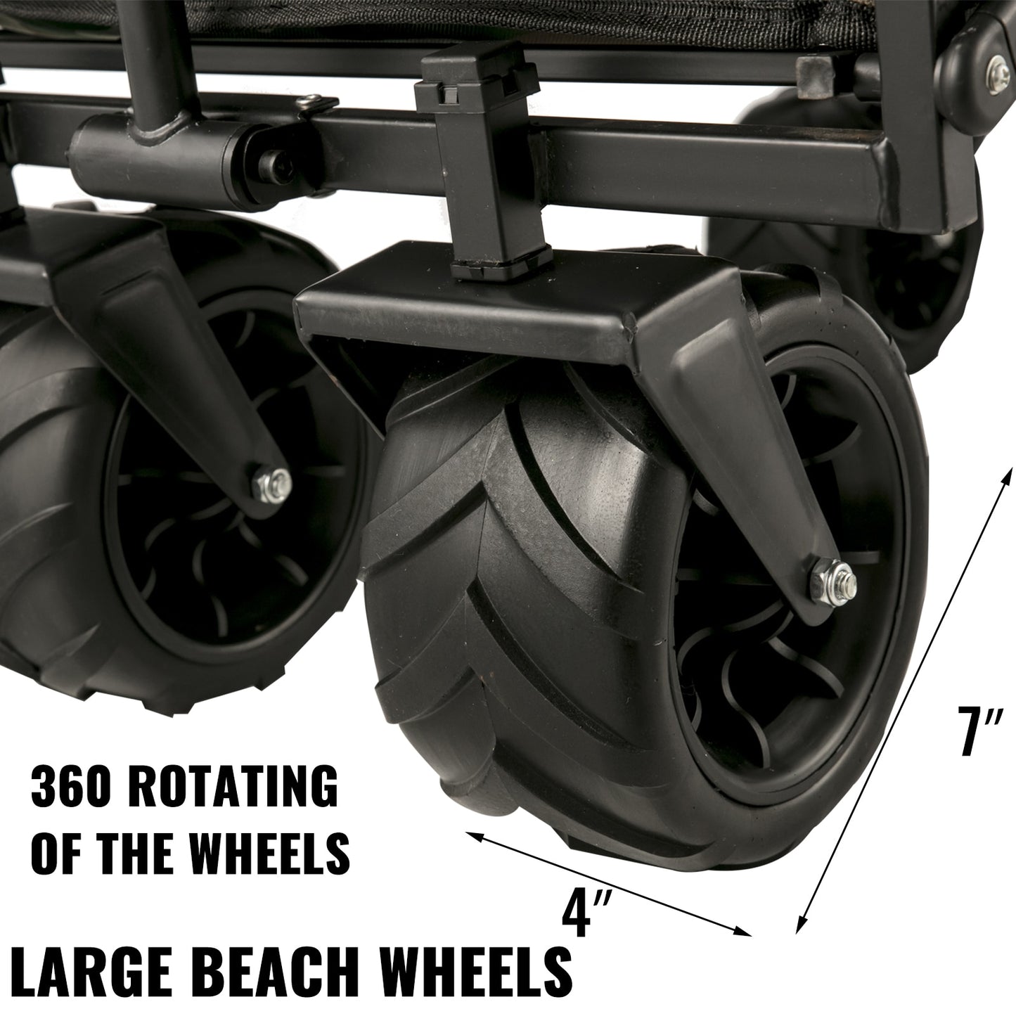 VEVOR 7In Wheel Folding Wagon Cart 220.5 Capacity W/ Adjustable Handle