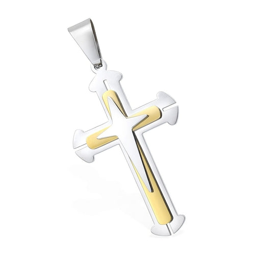 Dropshipping Cross Pendant Necklaces For Men Black Gold Color Silver