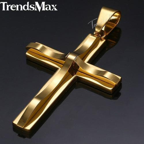 Dropshipping Cross Pendant Necklaces For Men Black Gold Color Silver