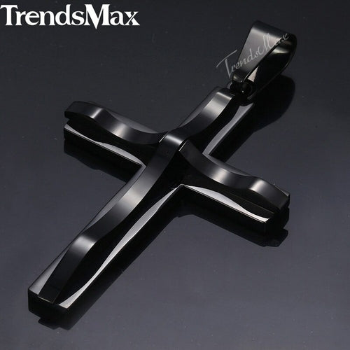 Dropshipping Cross Pendant Necklaces For Men Black Gold Color Silver