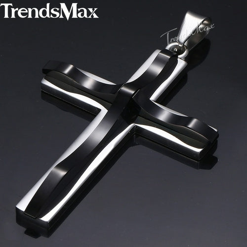 Dropshipping Cross Pendant Necklaces For Men Black Gold Color Silver