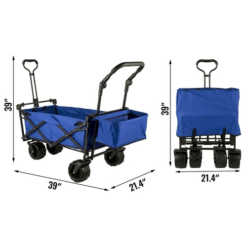 VEVOR 7In Wheel Folding Wagon Cart 220.5 Capacity W/ Adjustable Handle