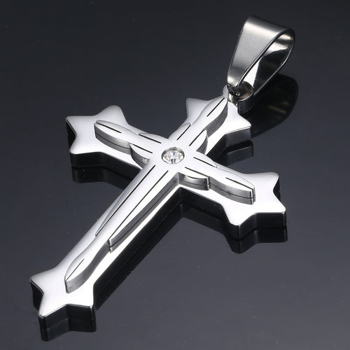 Dropshipping Cross Pendant Necklaces For Men Black Gold Color Silver