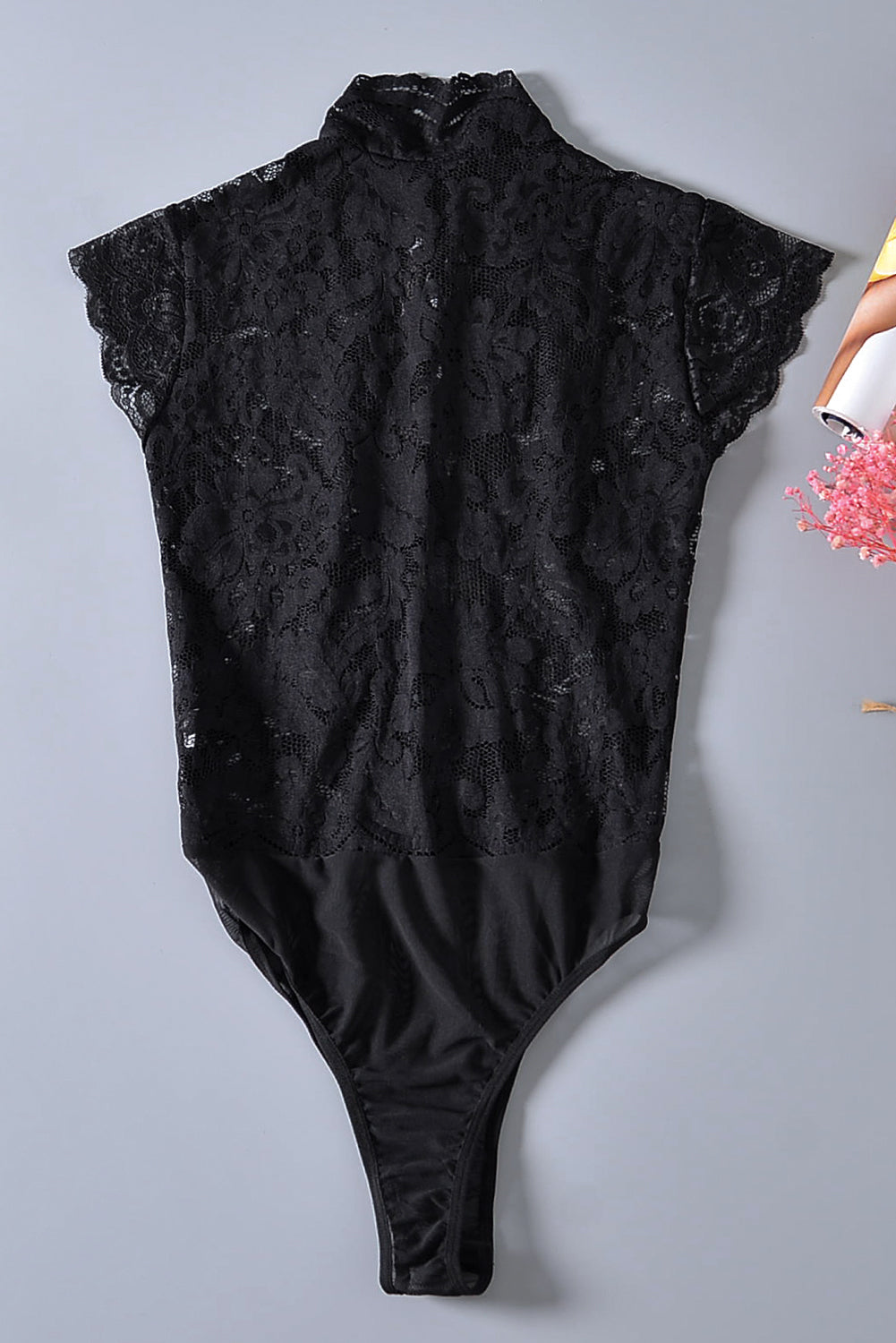 Chic Black Lace Versatile Lace-up Bodysuit