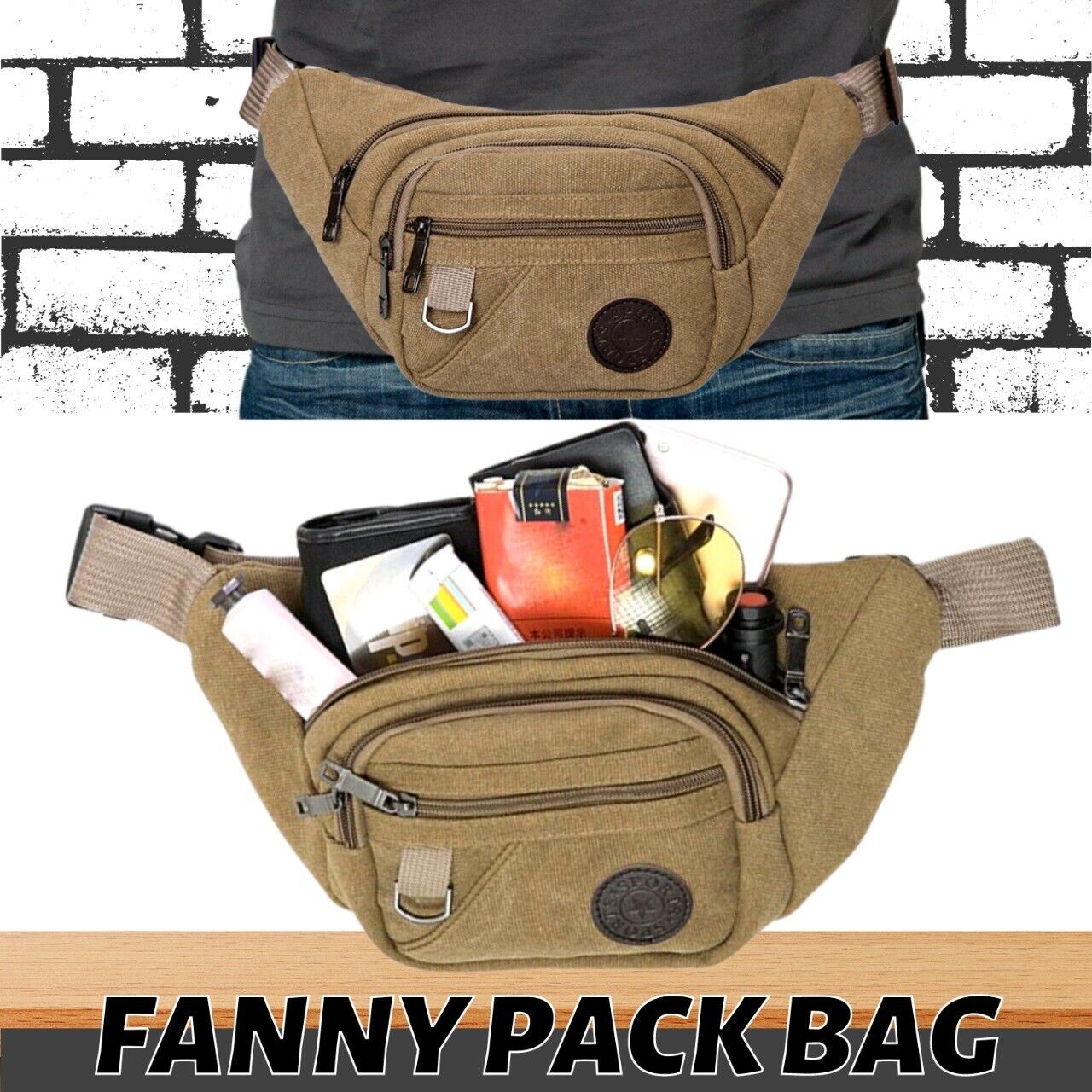 Fanny Pack Men Women Waist Belt Bag Purse Hip Pouch Travel Sport Bum Chest Bag