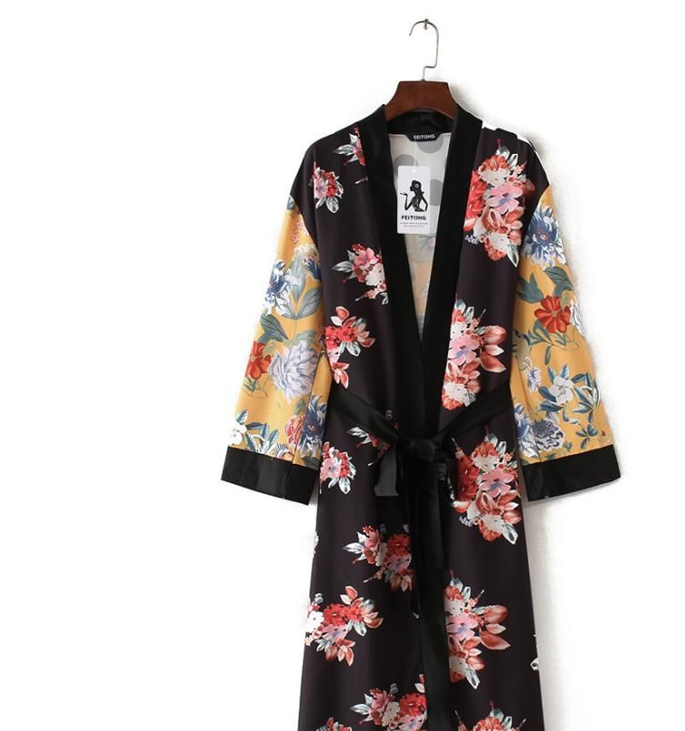 Kimono Cardigan Printed Floral Sexy Beachwear